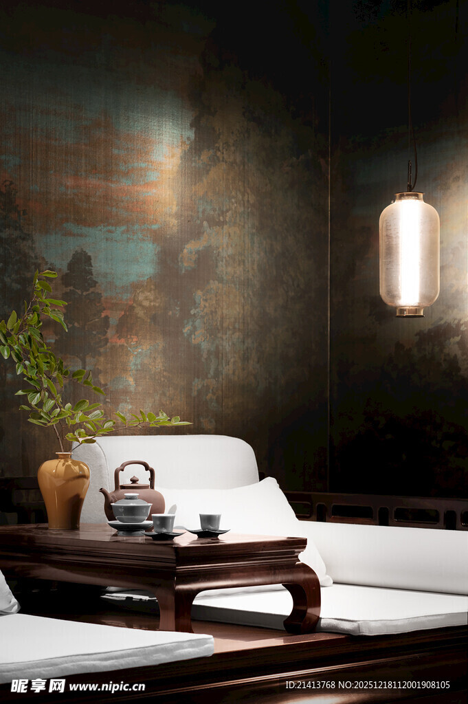 中式禅意茶室静谧空间