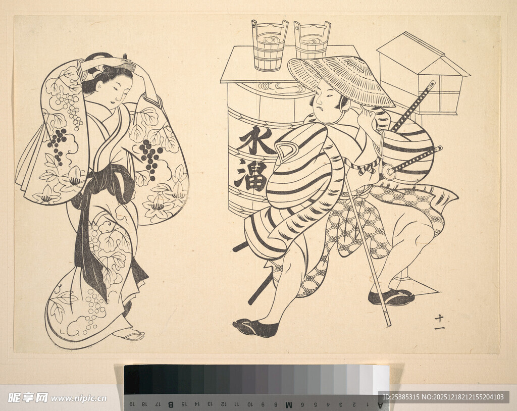 日本传统浮世绘人物场景