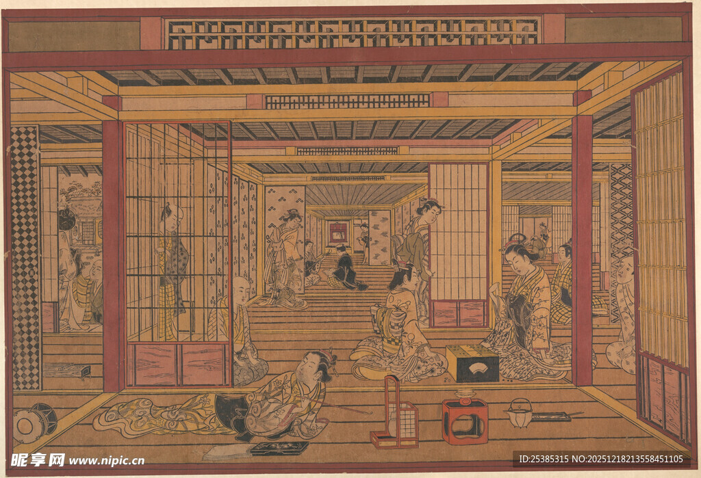 古代室内场景人物插画