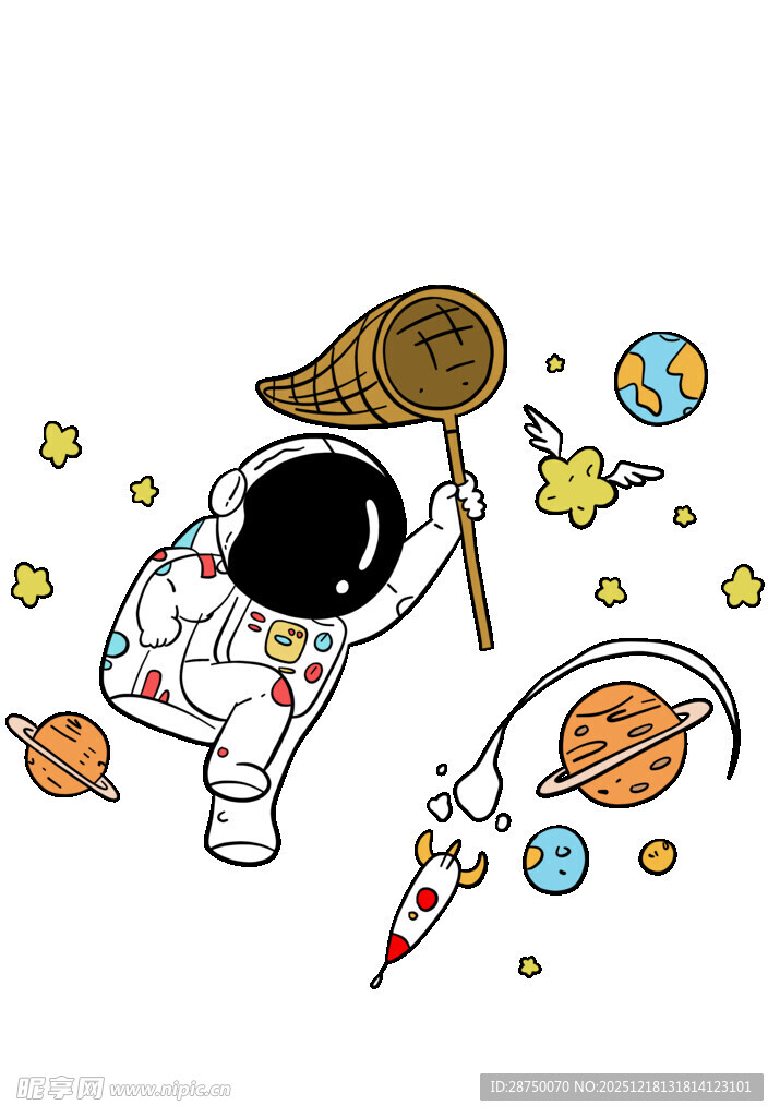 宇航员在多彩宇宙中遨游