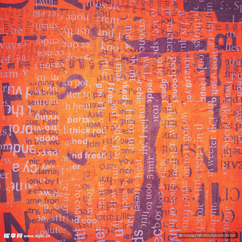 橙色背景文字艺术图案