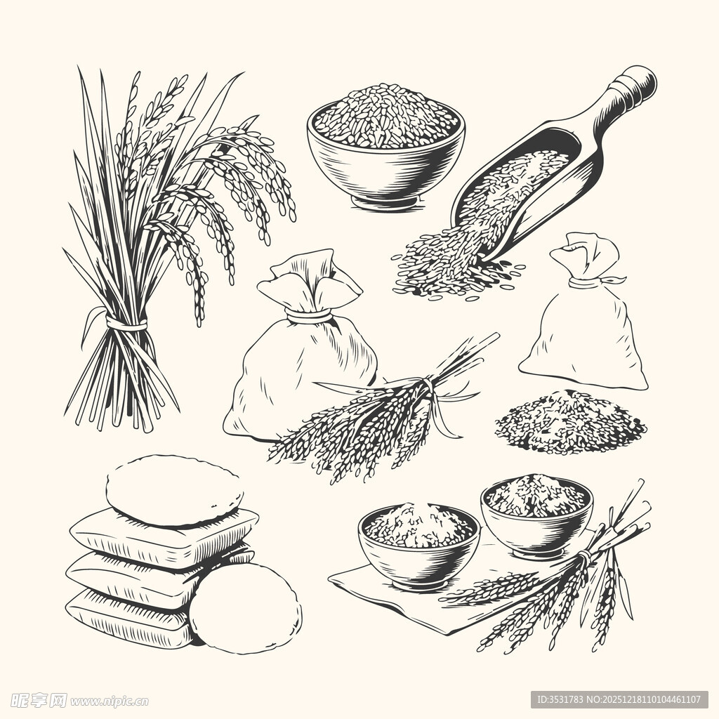 手绘谷物