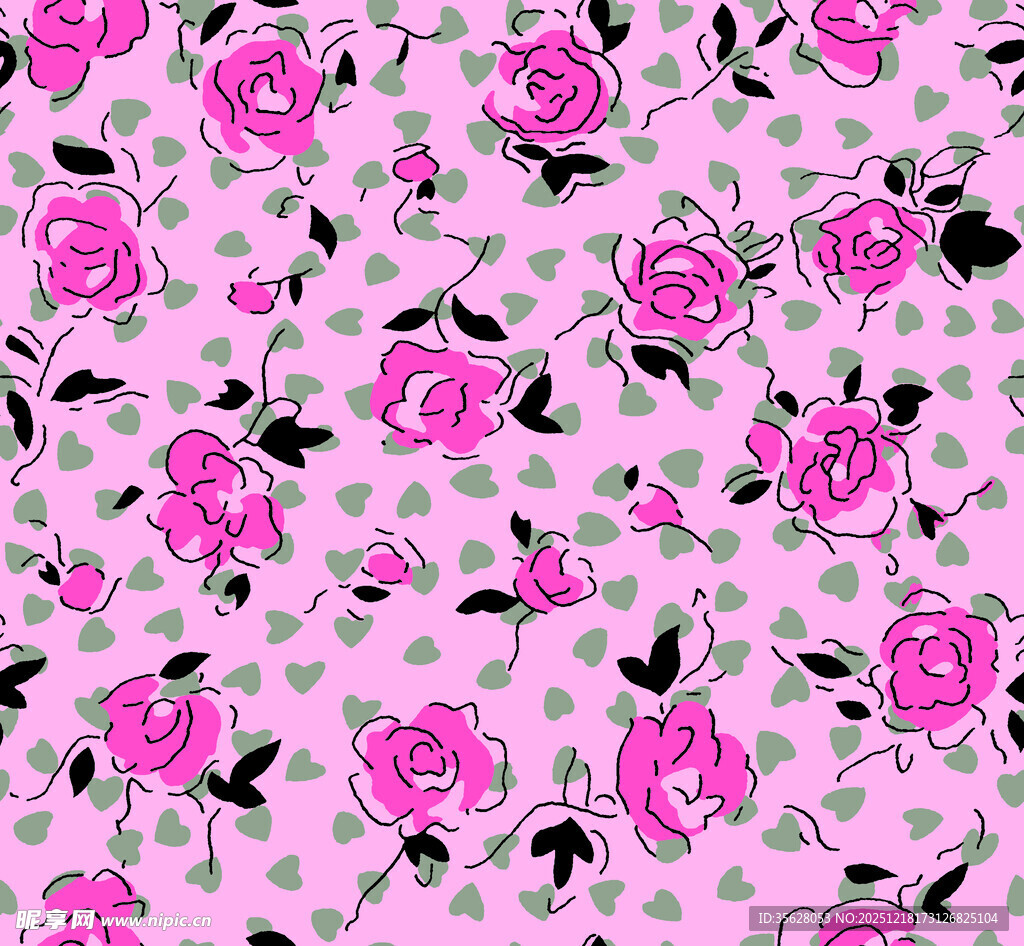 粉色玫瑰波点图案背景