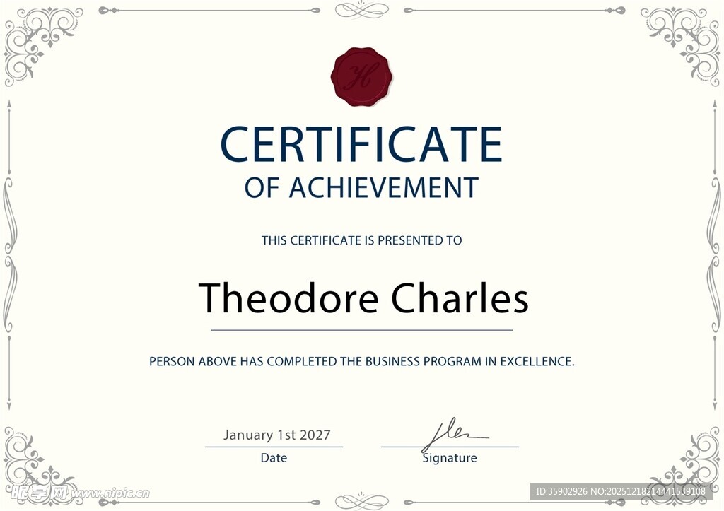 查尔斯的认证证书