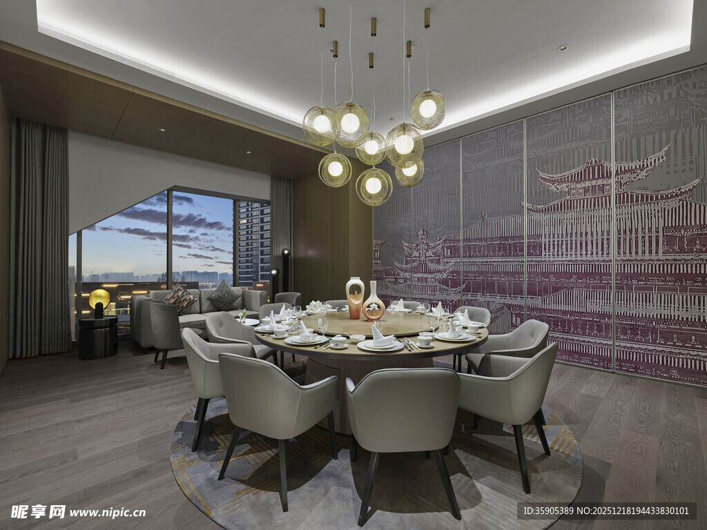 现代奢华餐厅室内布置