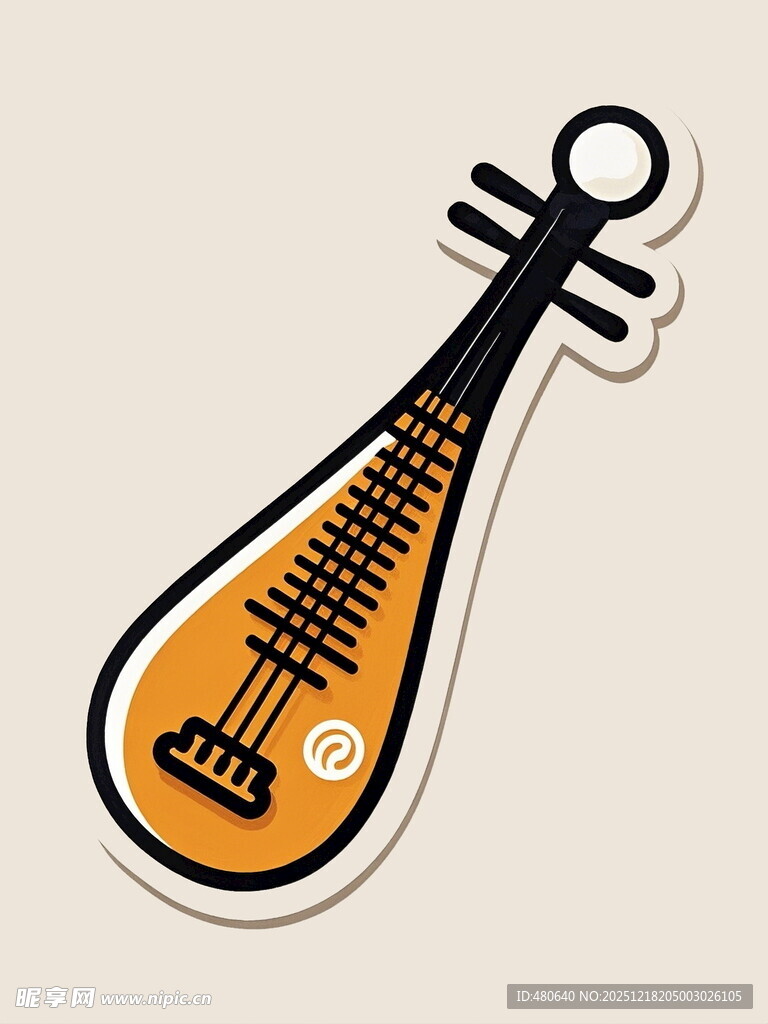 卡通风格琵琶贴纸图案