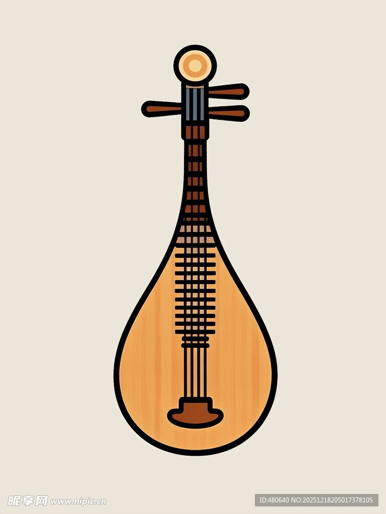 简约风格的传统琵琶图案