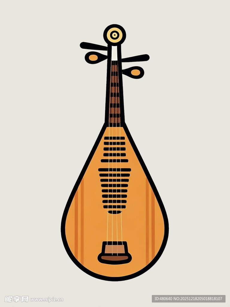 简约风格的传统琵琶插画