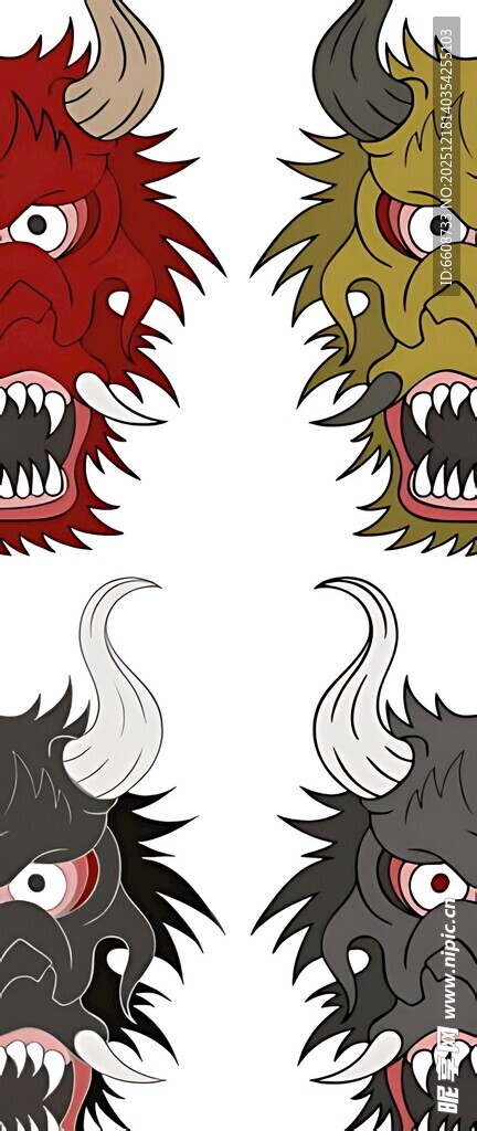 多彩恶魔头像插画
