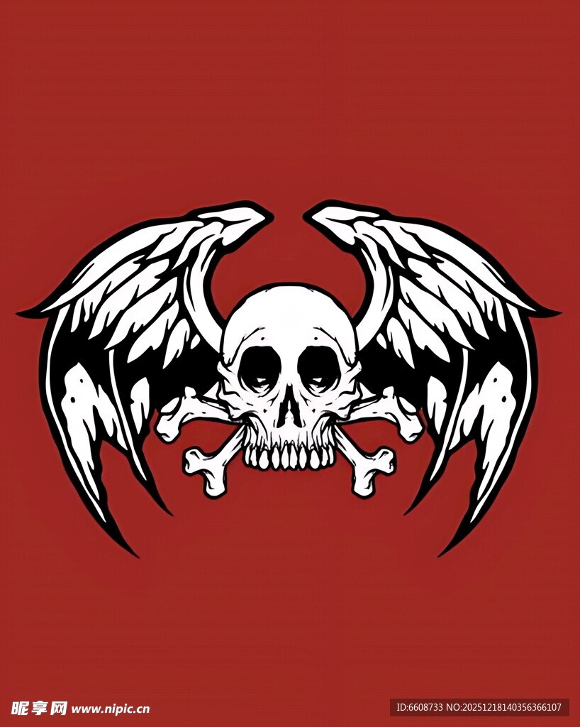 带翅膀骷髅图案设计
