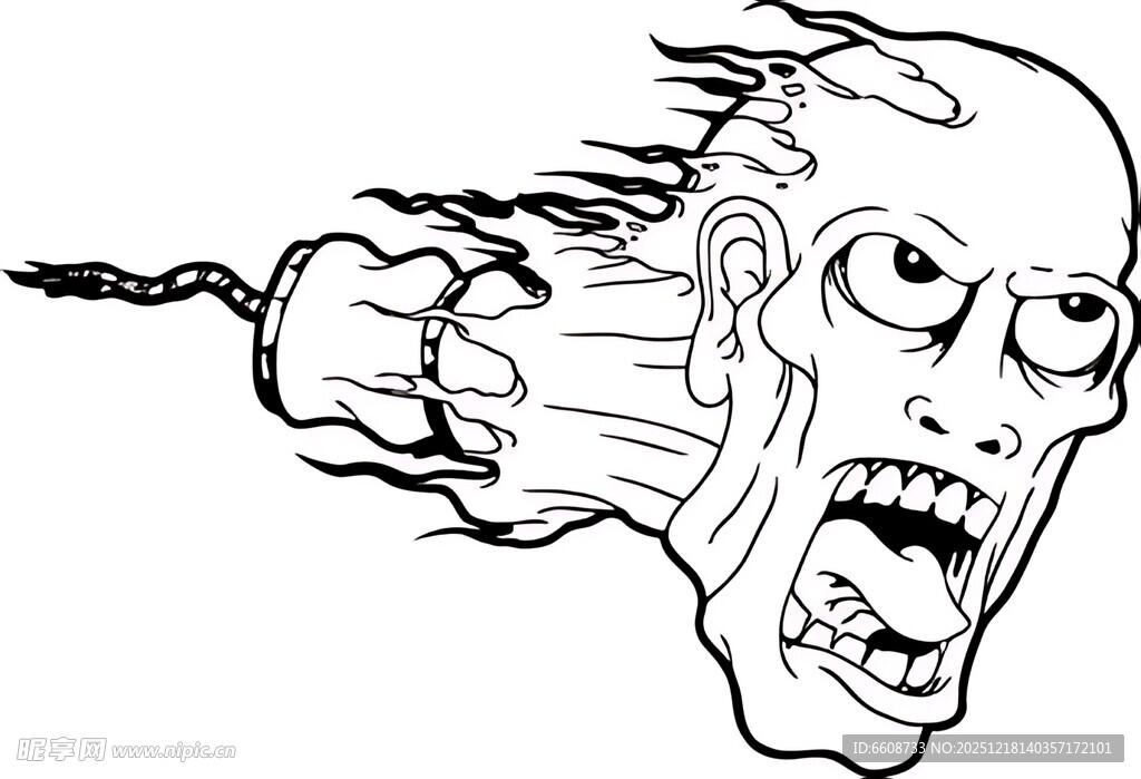 恐怖尖叫骷髅头插画