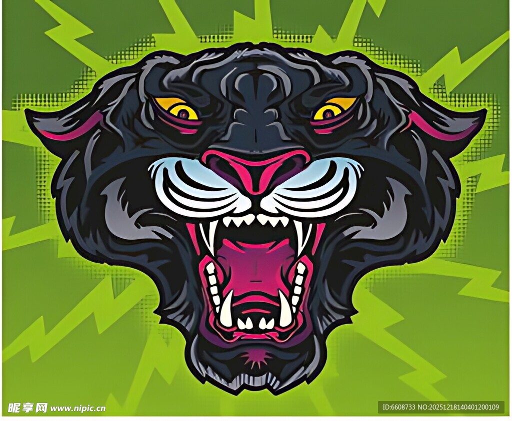 咆哮黑豹图案设计