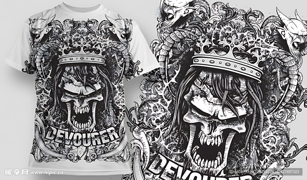 个性骷髅图案T恤