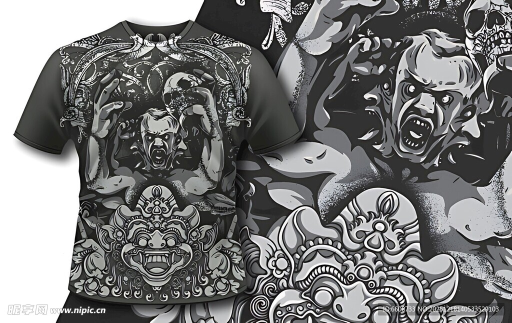 个性潮流印花T恤展示