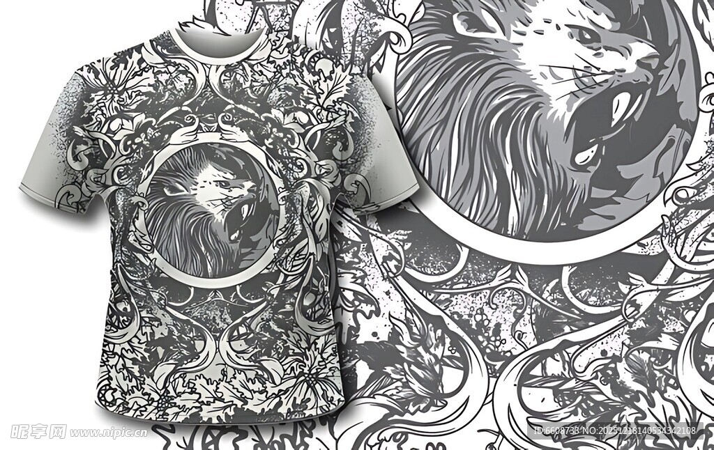 个性黑白T恤图案设计
