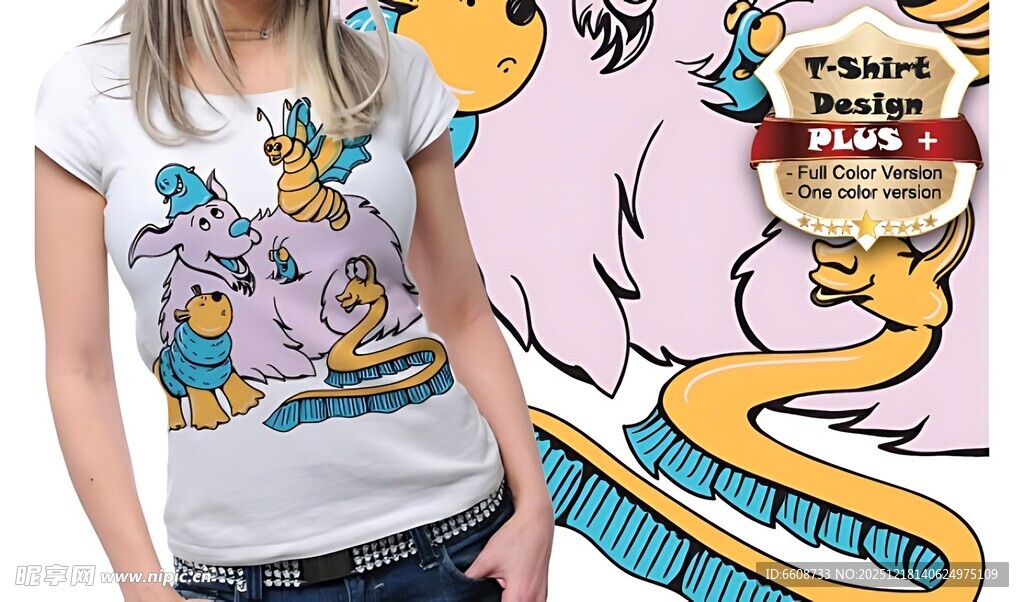 卡通图案女士T恤展示