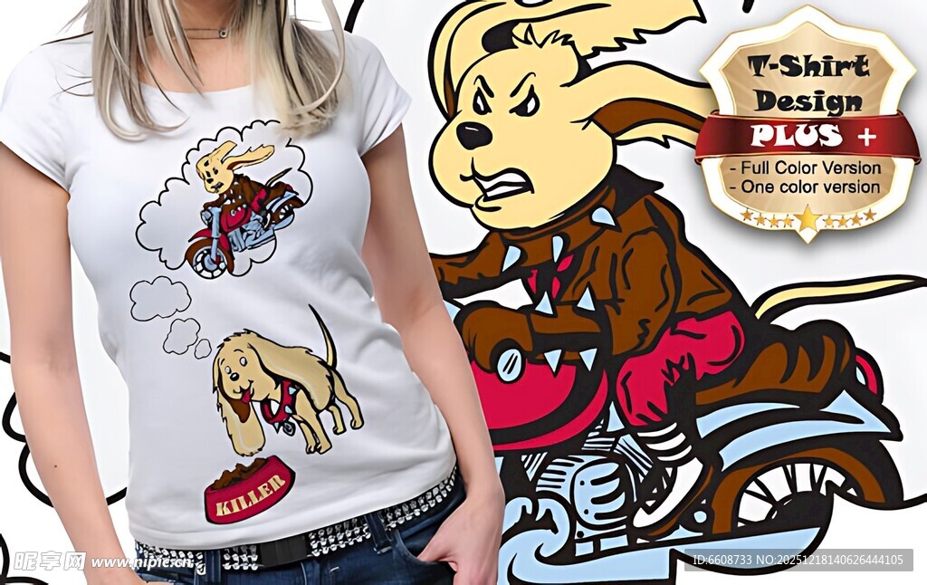 个性卡通图案女士T恤