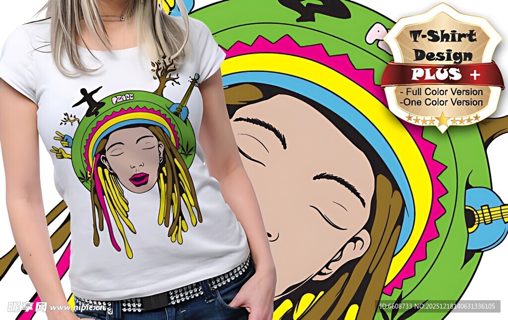 个性骷髅飞鸟印花短袖T恤