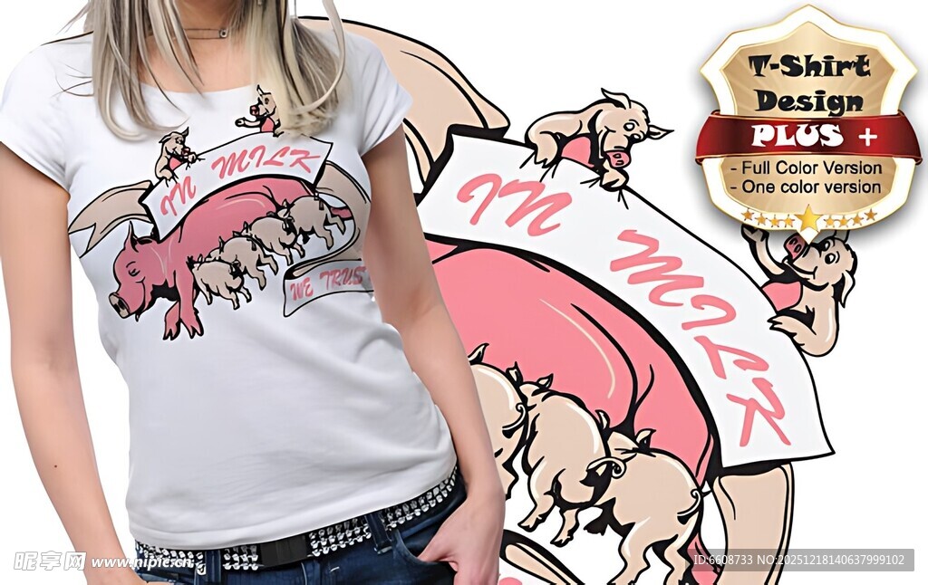 卡通图案女士白色T恤