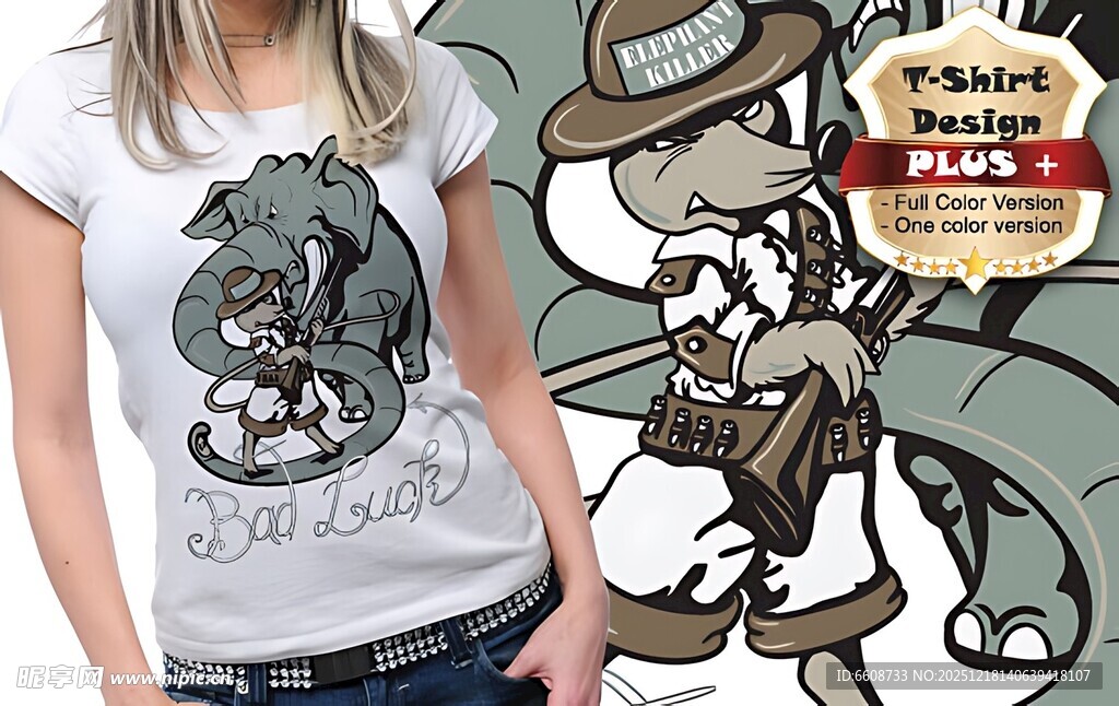 个性卡通图案白色T恤