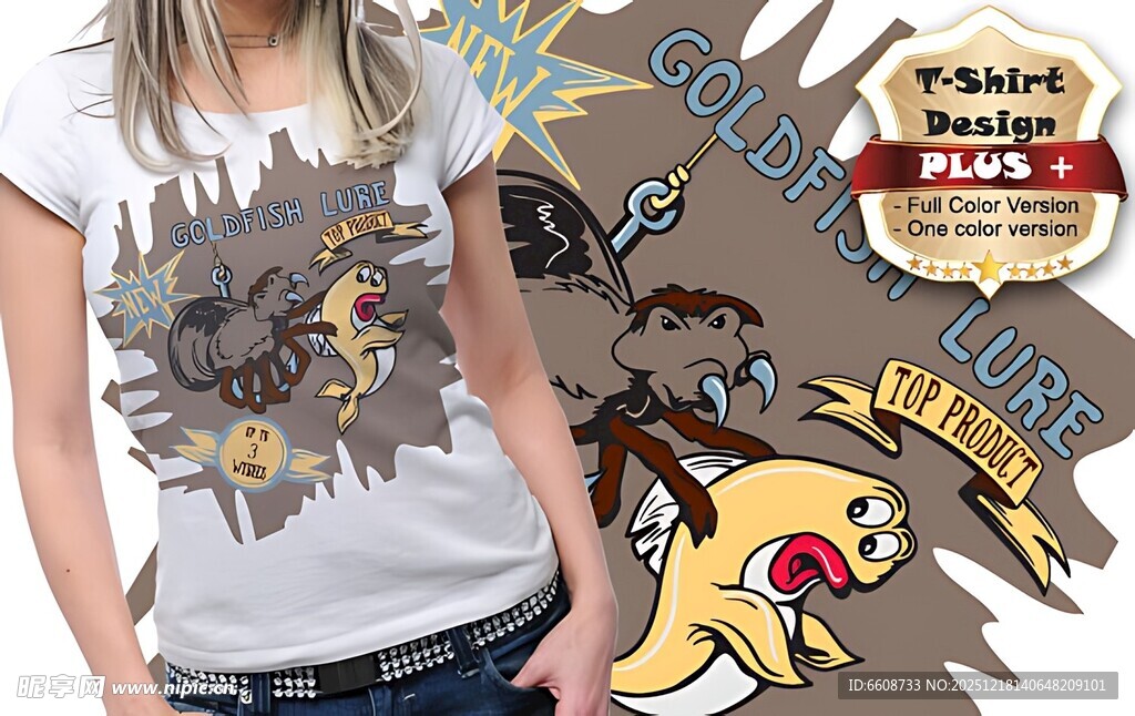 个性卡通图案白色T恤