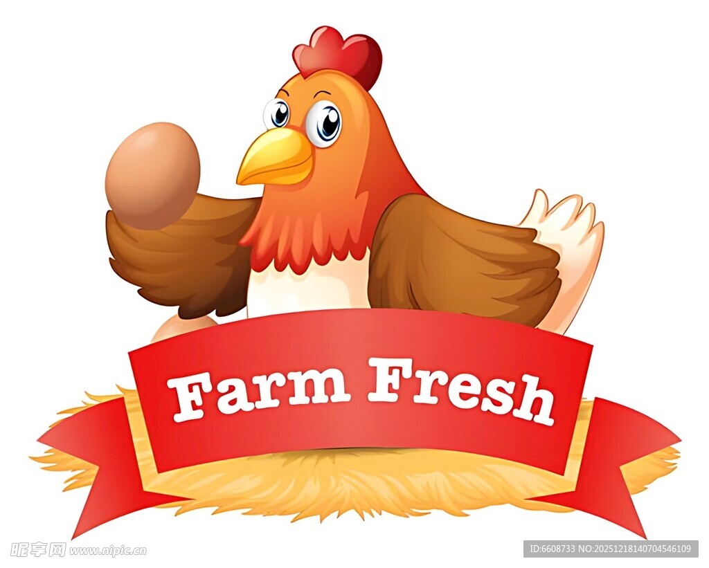 农场鲜鸡蛋的可爱母鸡形象
