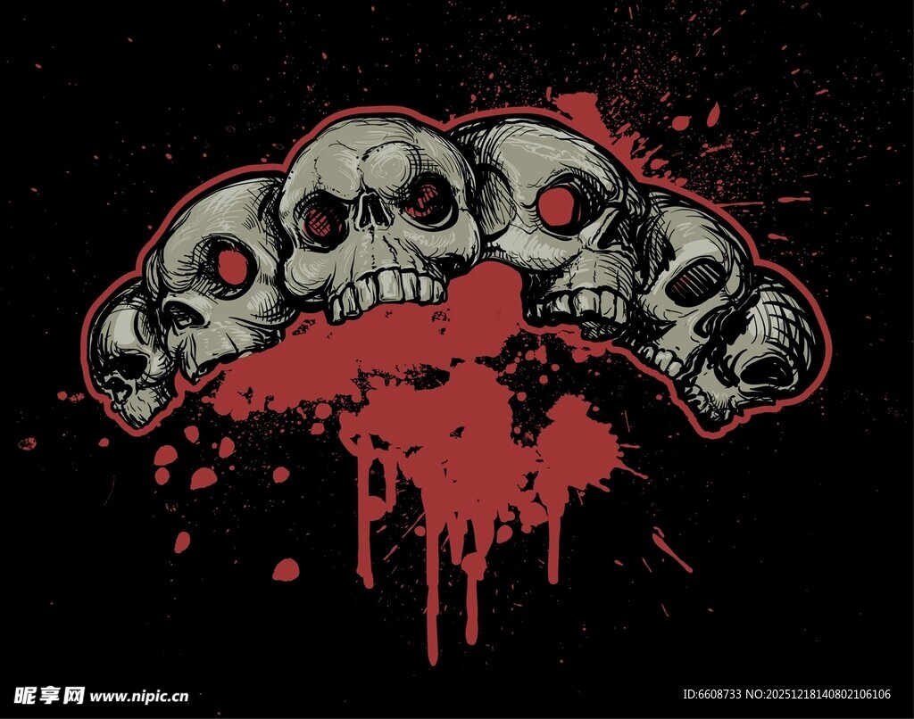 恐怖骷髅滴血图案