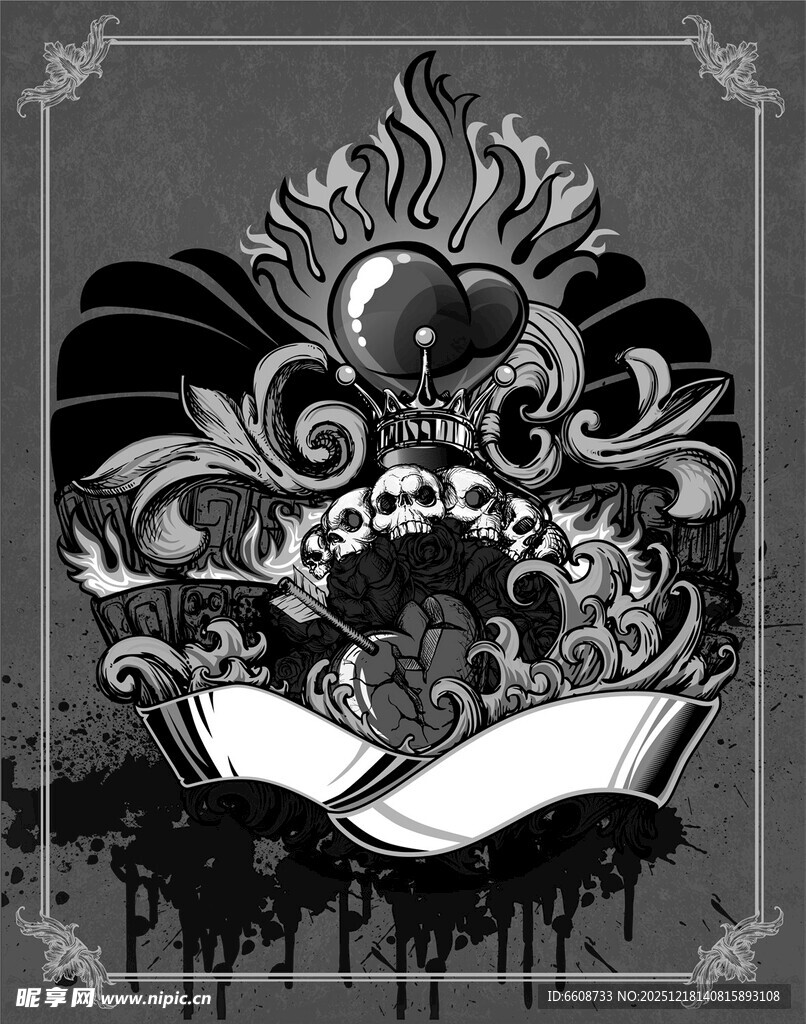 复古华丽皇冠图案设计