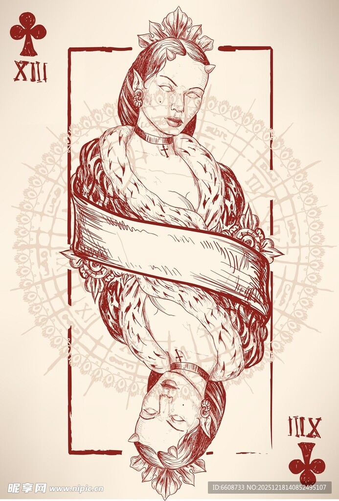 复古塔罗牌中的倒吊人形象