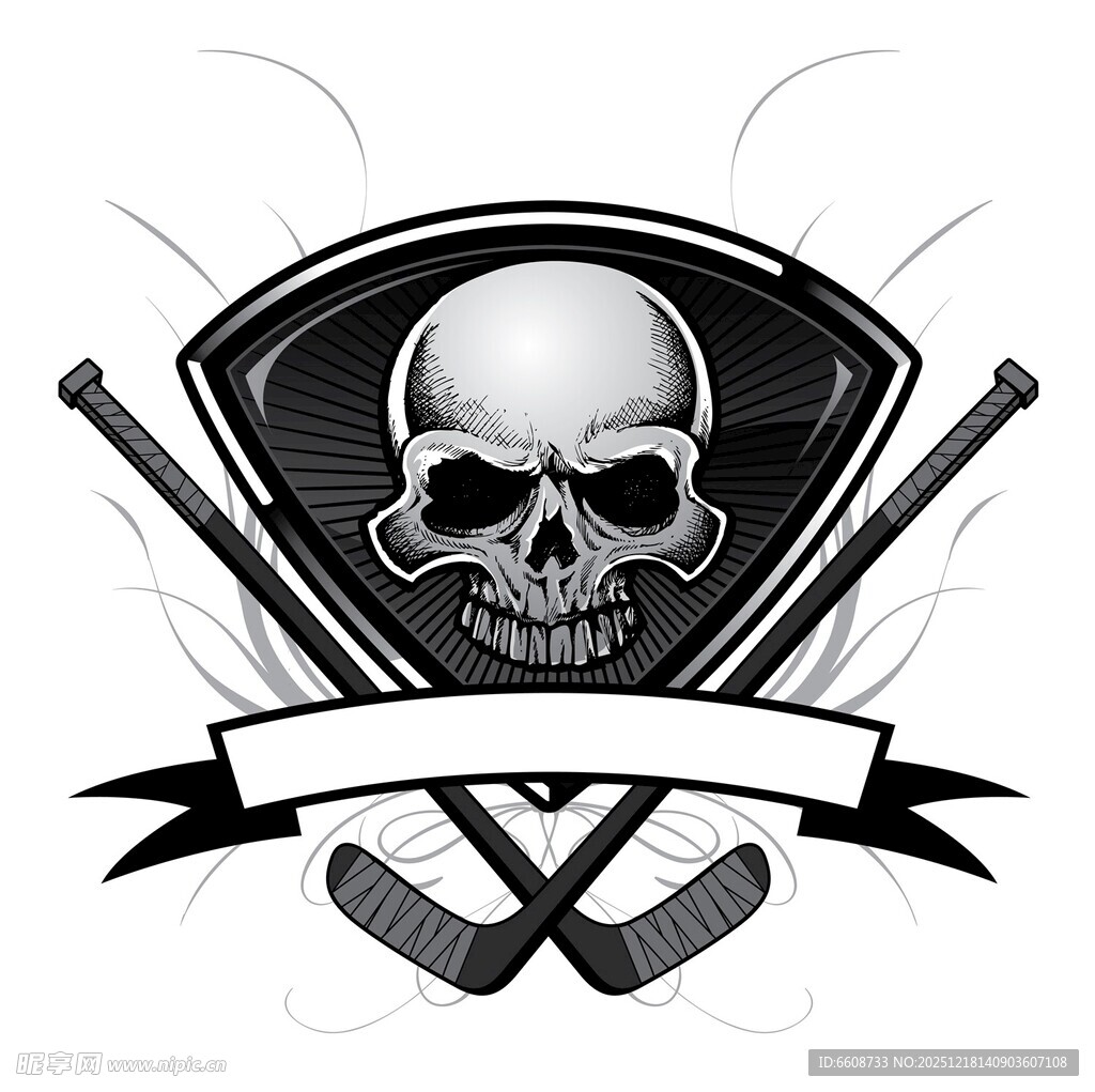 骷髅与交叉曲棍球棍图案