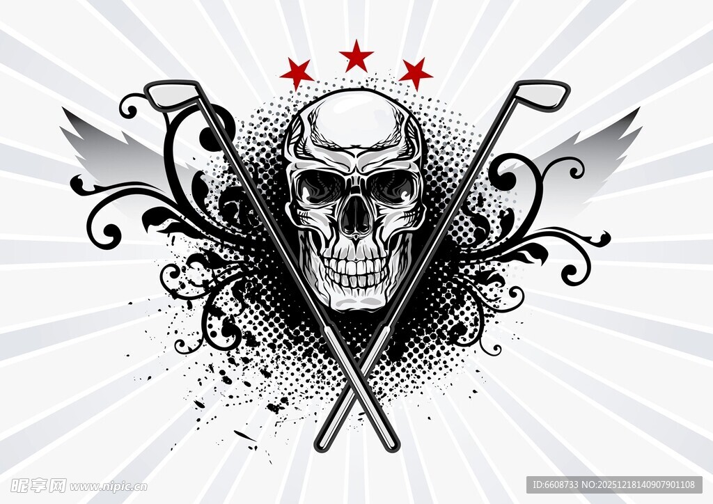 骷髅装饰图案暗黑风设计