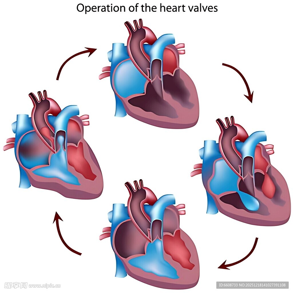 心脏瓣膜运作示意图