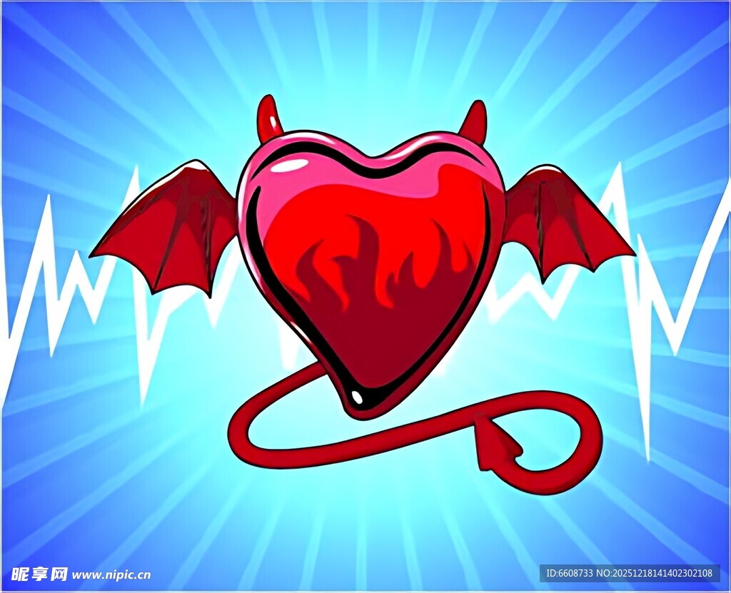 恶魔之心带翅膀与尾巴