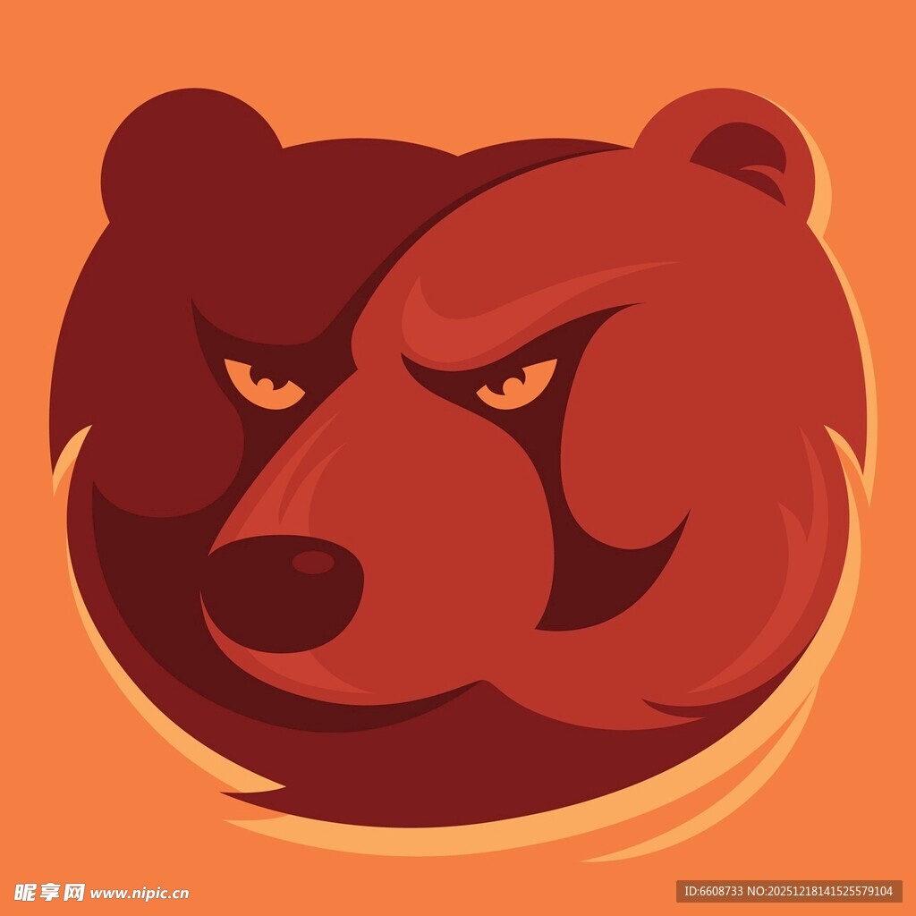 蓝色牛头插画眼神锐利