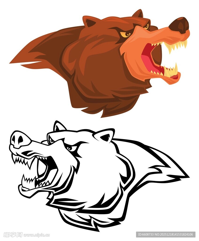 咆哮的野猪头像设计