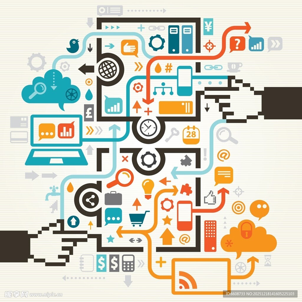 科技互联与多样数字元素