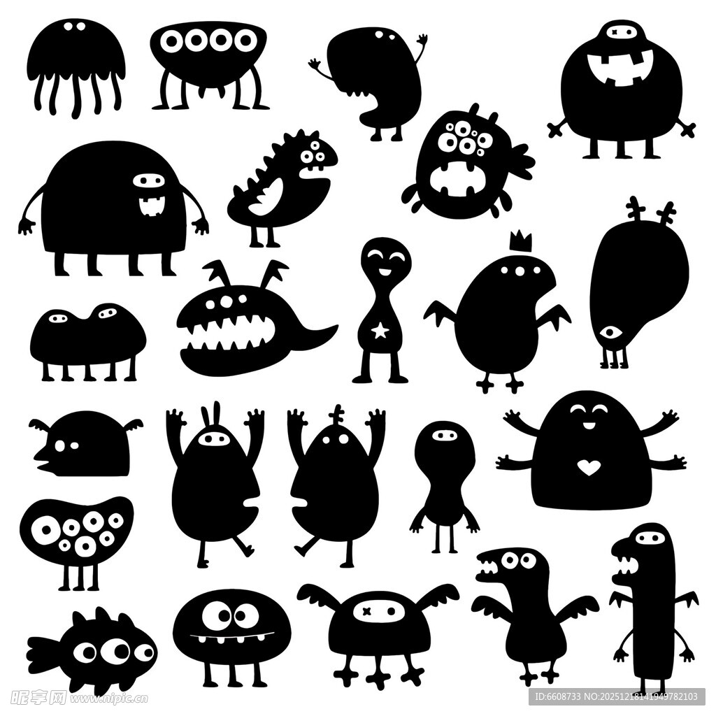 可爱卡通小怪兽集合