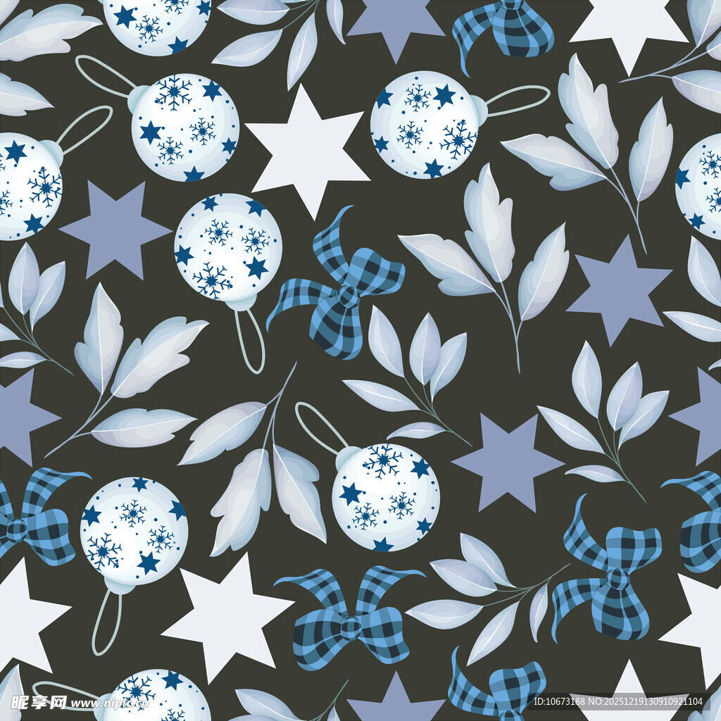 蓝白花卉星星图案布料