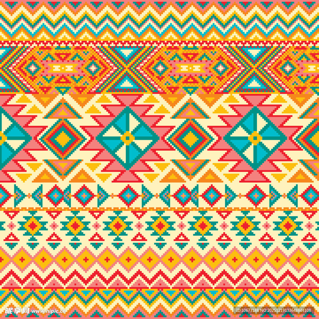 多彩民族风几何图案纹理