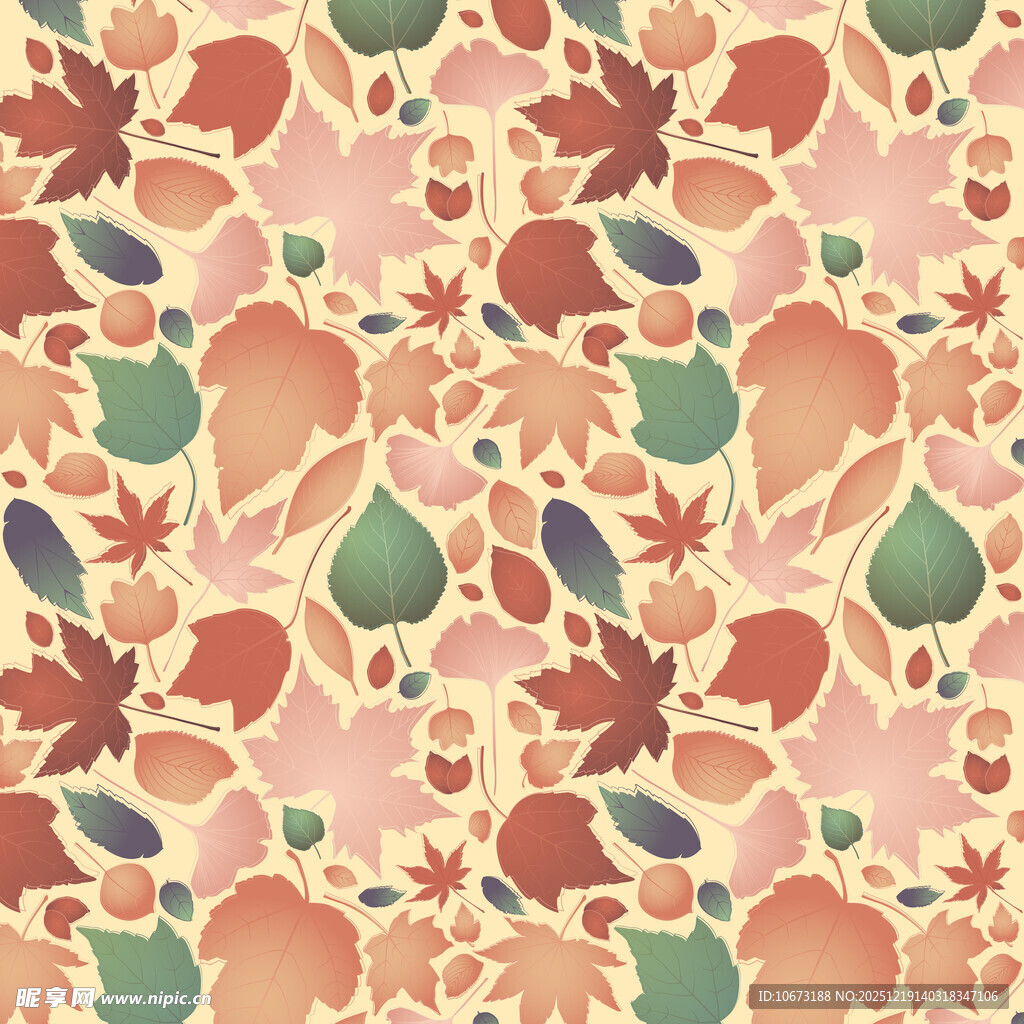 秋季多彩树叶图案背景