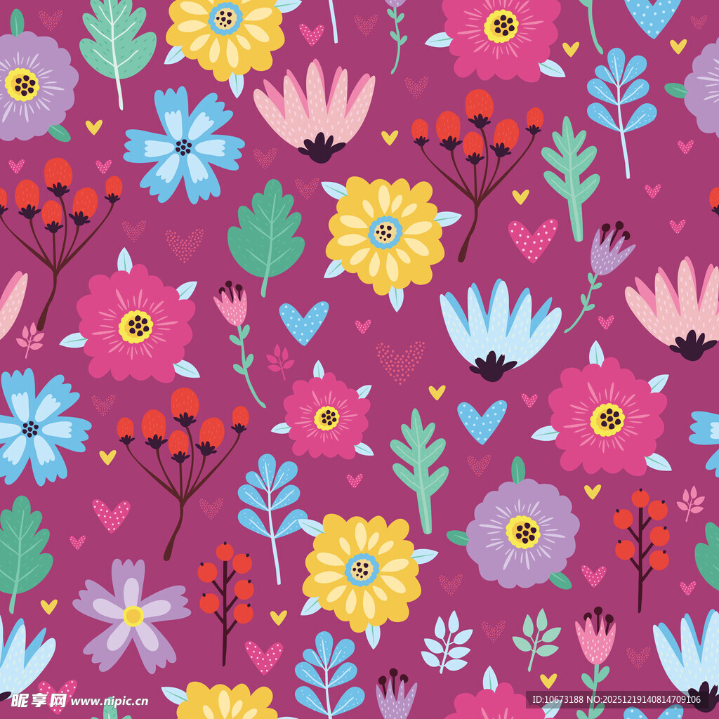 缤纷花卉图案 