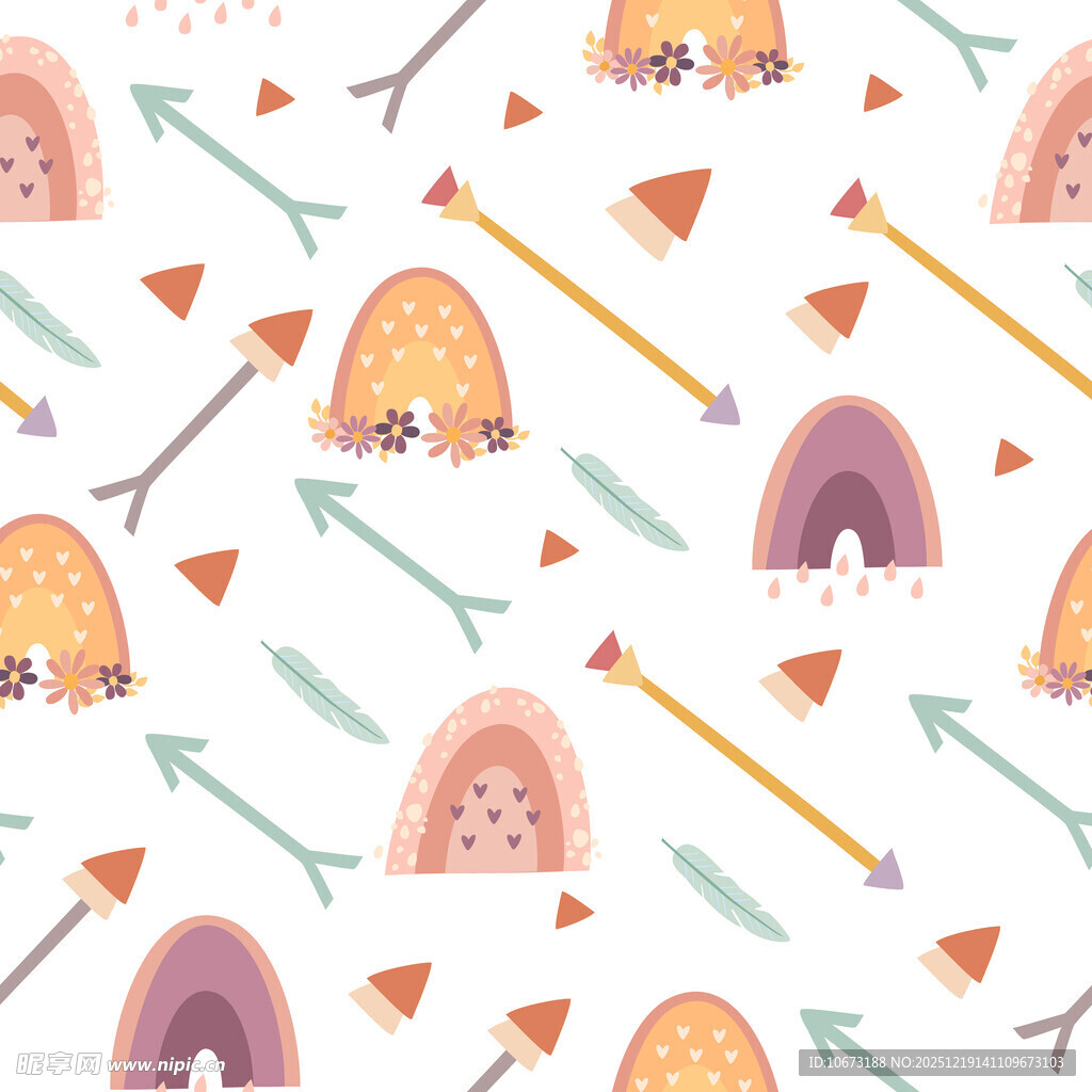 波西米亚风部落元素无缝图案