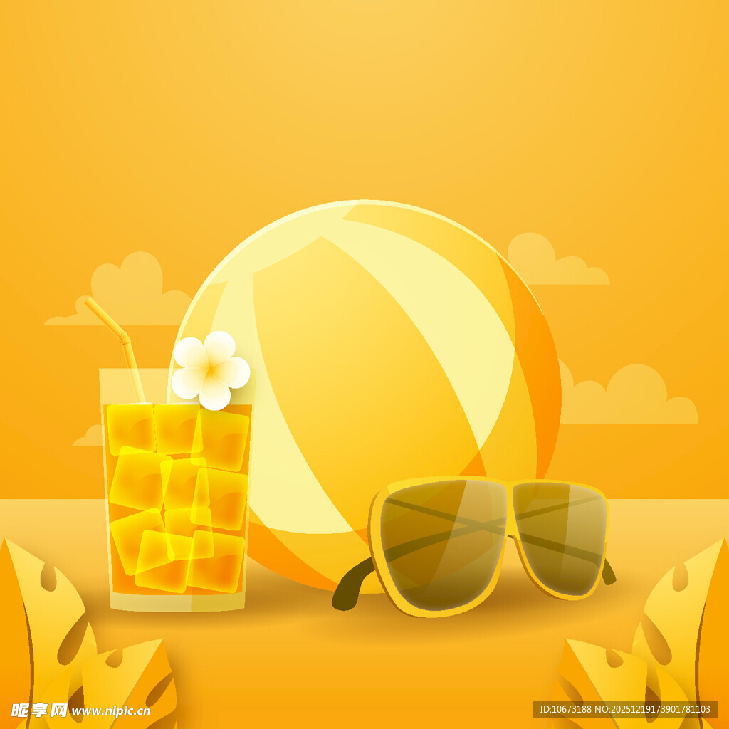 夏日沙滩度假元素组合