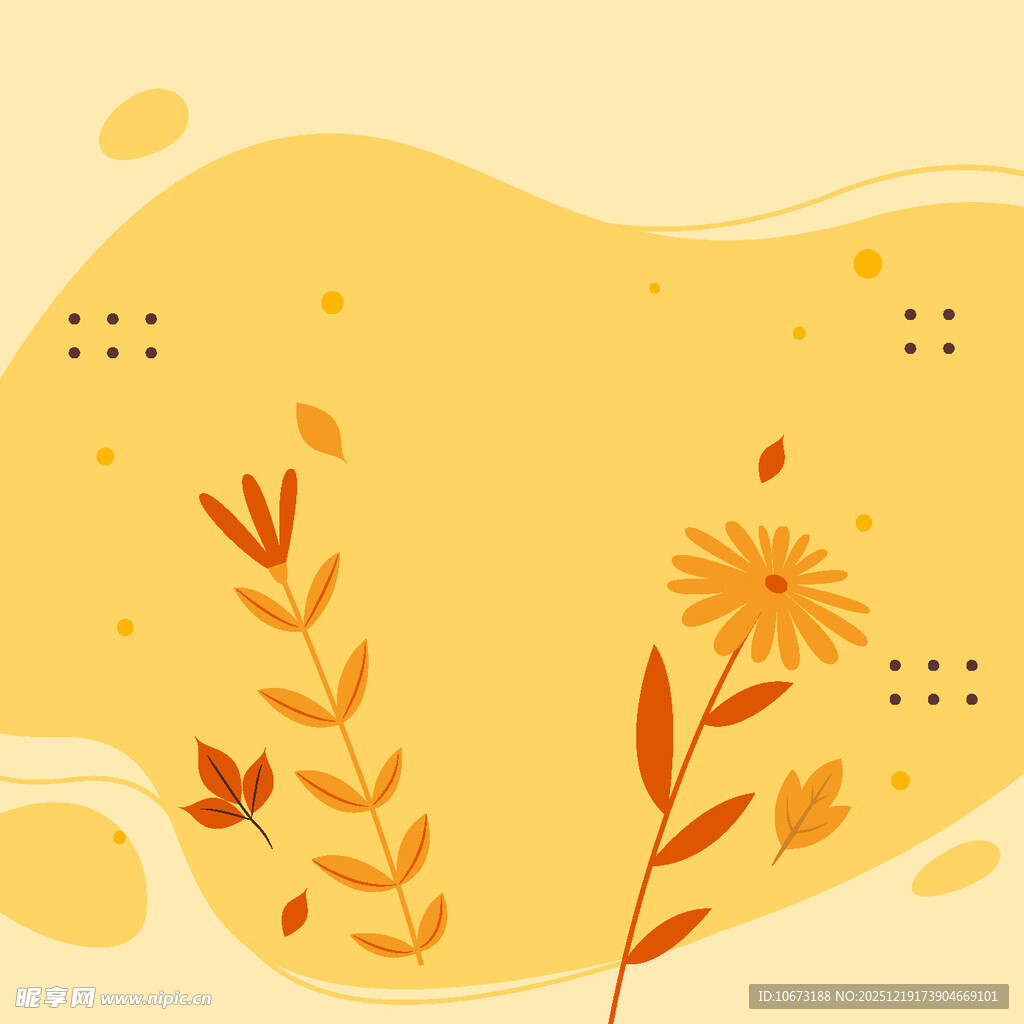 秋日花卉插画背景图