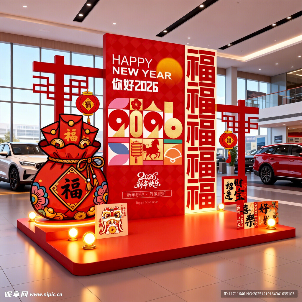 新年喜庆汽车展陈装饰