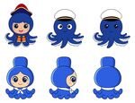 蓝色章鱼卡通角色形象集