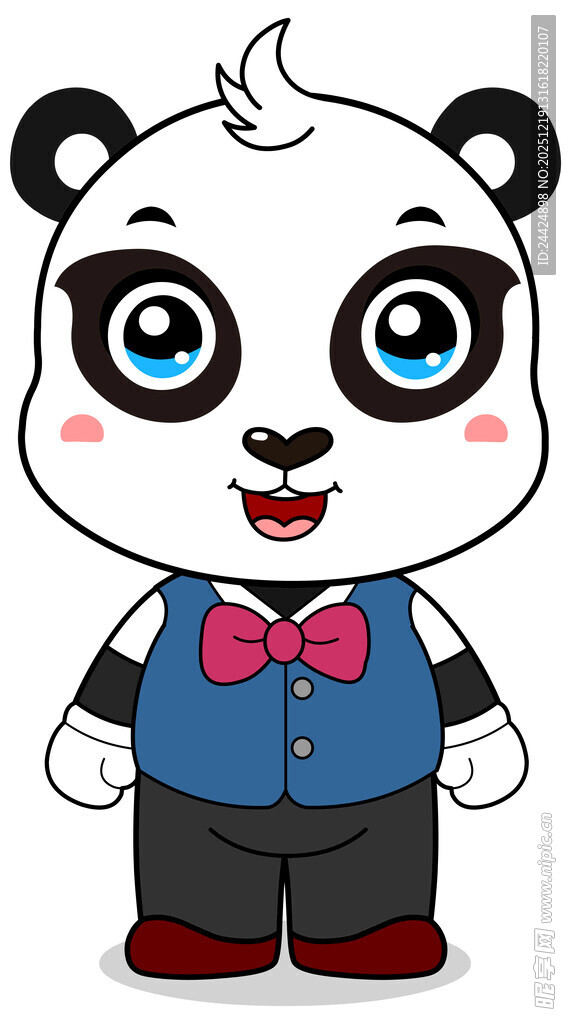 穿西装的可爱熊猫形象