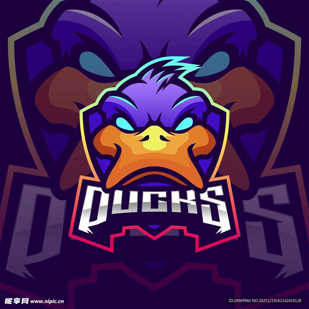鸭队酷炫标志设计