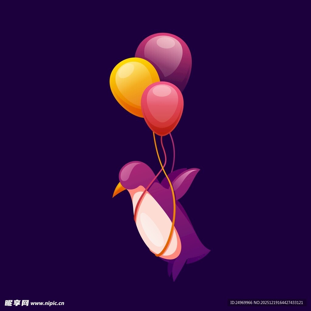 企鹅乘气球飞翔