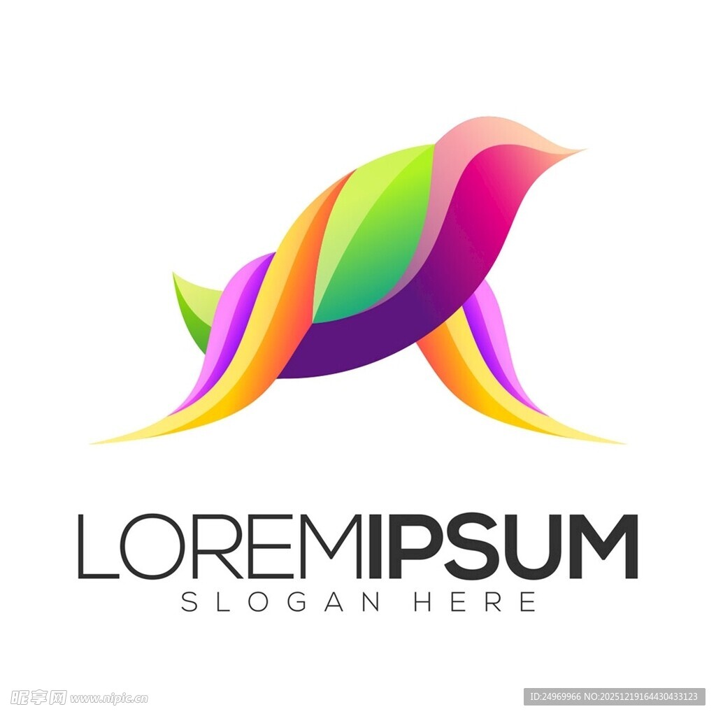 多彩飞鸟标志设计